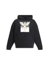 Palm Angels Crystal Pin-up Graphic Hoodie In Black - Off White