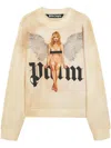 Palm Angels Crystal Pin Up Sweatshirt In Neutrals