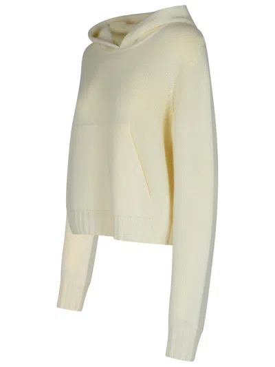 PALM ANGELS CURVED CREAM WOOL BLEND SWEATER