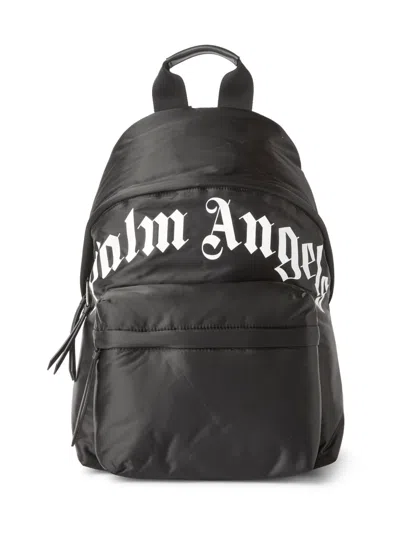 Palm Angels Curved Logo Backpack In Black