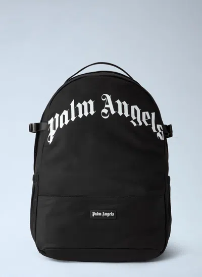 Palm Angels Curved Logo Backpack In Black