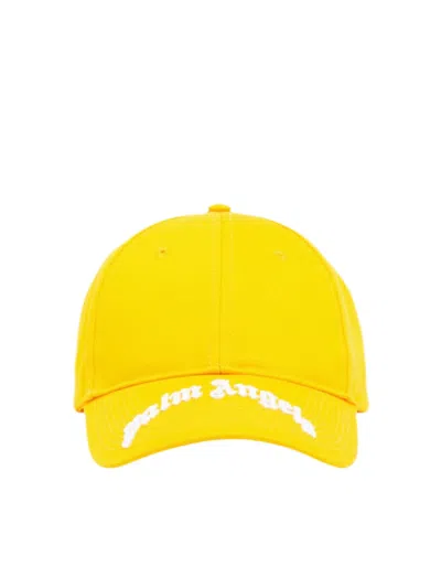 Palm Angels Curved Logo Baseball Cap In Yellow