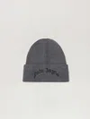 Palm Angels Curved Logo Beanie In Gray