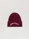 Palm Angels Curved Logo Beanie In Red