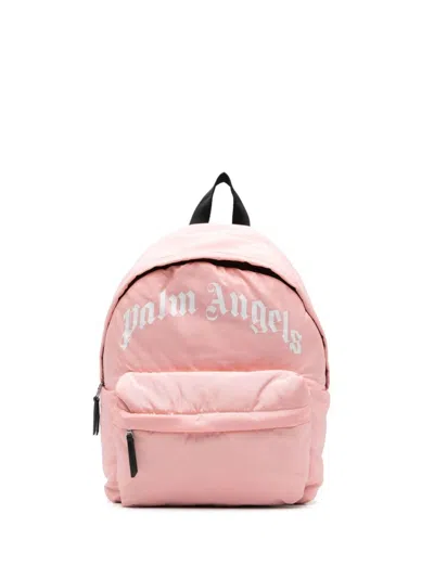 Palm Angels Curved Logo Big Backpack In Pink & Purple