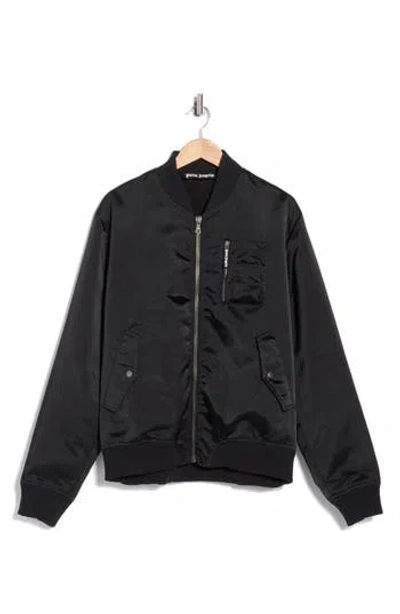 Palm Angels Curved Logo Bomber Jacket In Black