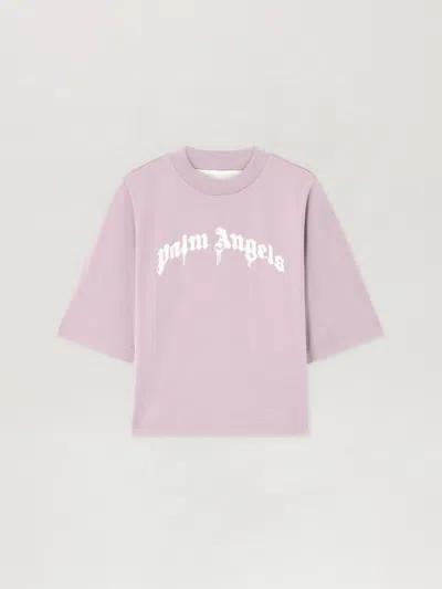 Palm Angels Curved Logo Boxy T-shirt In Purple