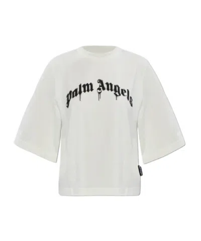 Palm Angels Curved Logo Boxy T-shirt In White