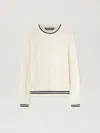 Palm Angels Curved-logo Cable-knit Sweater In 0310 Off White - Black