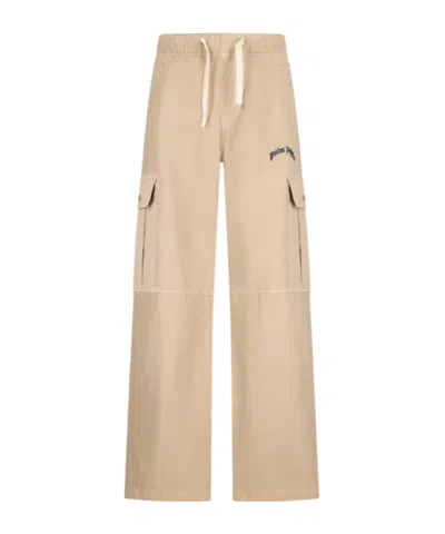 Palm Angels Logo-embroidered Trousers In Neutral