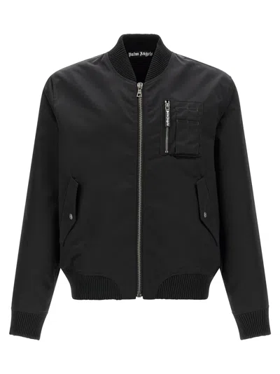 Palm Angels Curved Logo Casual Jackets And Parka In Black