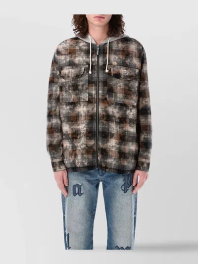 PALM ANGELS CURVED LOGO CHECK OVERSHIRT