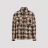 Palm Angels 'flannel Shirt With Curved Logo In Brown