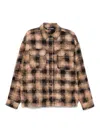 Palm Angels 'flannel Shirt With Curved Logo In Brown