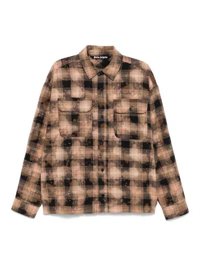 PALM ANGELS `CURVED LOGO` CHECK SHIRT