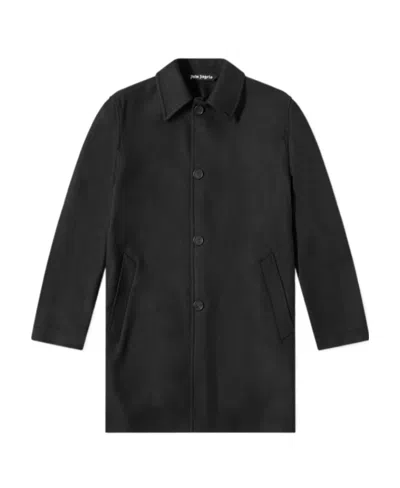 Palm Angels Curved Logo Classic Coat Black White