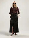Palm Angels Curved Logo Coated Long Skirt In Brown