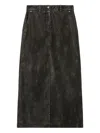 Palm Angels Curved Logo Coated Long Skirt In Gray