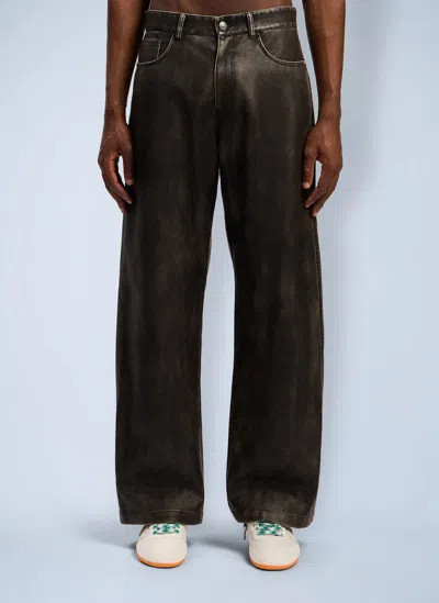 Palm Angels Curved Logo Coated Pants In Gray