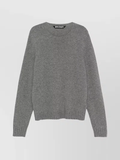 PALM ANGELS CURVED LOGO CREW NECK SWEATER