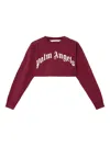 Palm Angels Curved-logo Cropped Sweatshirt In Red