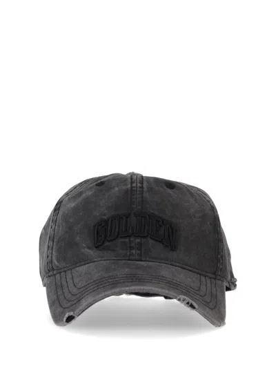 Palm Angels Curved Logo Distressed Cap Anthracite In Gray