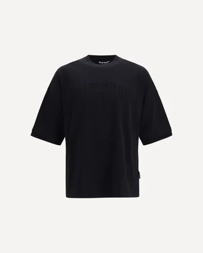 Palm Angels Curved Logo Double-layer T-shirt In Black