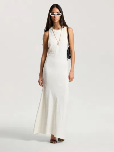 Palm Angels Curved Logo Essential Dress In Off White - Kaki