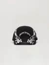Palm Angels Curved Logo Flames Cap In Black