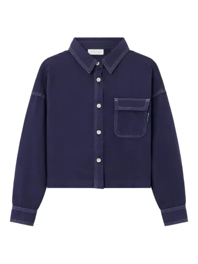 PALM ANGELS CURVED LOGO FLANNEL SHIRT