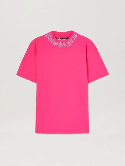 Palm Angels T-shirt With Logo On The Neck In Multicolor