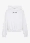 Palm Angels Oversized Hoodie With Drawstring Hood And Logo Accents In White