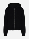 PALM ANGELS CURVED LOGO HOODED WOOL-BLEND SWEATER