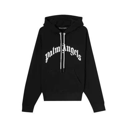 Pre-owned Palm Angels Curved Logo Hoodie In Black