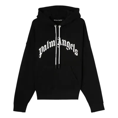 Palm Angels Curved Logo Hoodie 'black White'