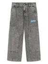 Palm Angels Curved Logo Jeans In Grey