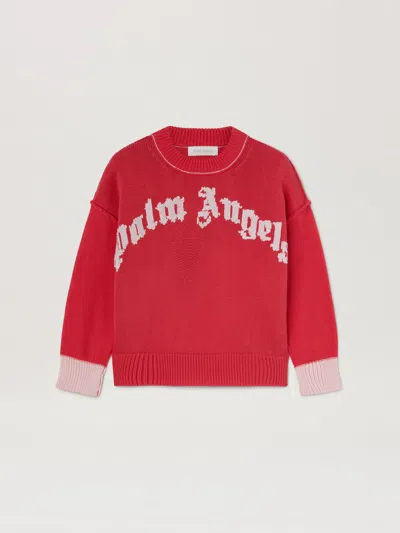 Palm Angels Kids' Curved Logo Knit Sweater