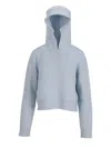 Palm Angels Pouch-pocket Knitted Hoodie In Blue