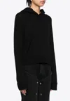 Palm Angels Curved Logo Knitted Hoodie In Black