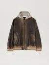 PALM ANGELS CURVED LOGO LEATHER BOMBER