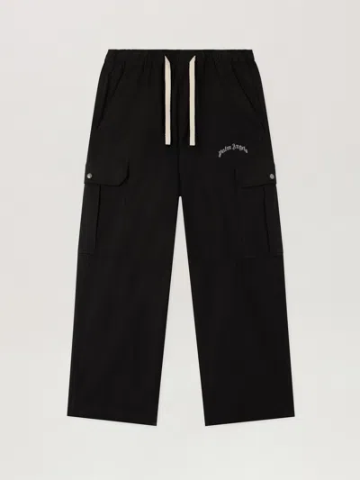 Palm Angels Curved Logo Loose Cargo Pants In Brown