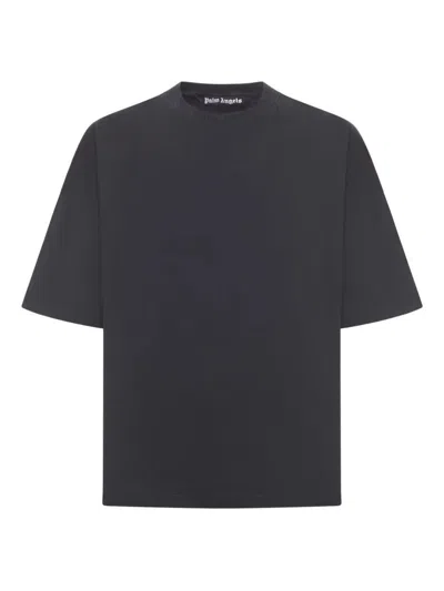 PALM ANGELS PALM ANGELS CURVED LOGO LOOSE COLLAR TEE VINTAGE BLA