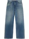 Palm Angels Curved Logo Loose 5 Pockets Light Blue - In Light Blue - Light Blue