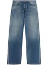 Palm Angels Curved Logo Loose 5 Pockets Light Blue - In Blue