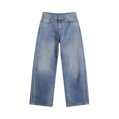 Pre-owned Palm Angels Curved Logo Loose Jeans 'light Blue' | Men's Size 30