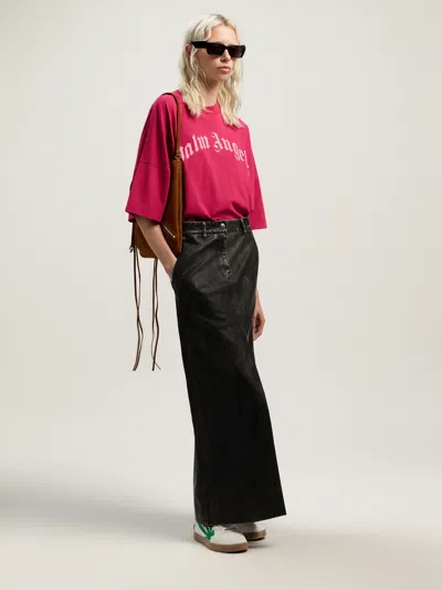 Palm Angels Curved Logo Over T-shirt In Red