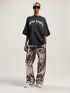 Palm Angels Curved Logo Over Tee In Black