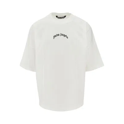 Palm Angels Curved Logo Oversized T-shirt In White