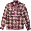Palm Angels Curved-logo Check Shirt In Fuchsia - Off White