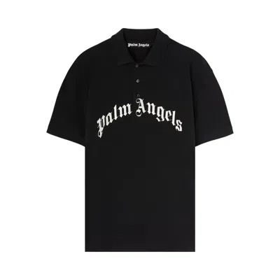 Pre-owned Palm Angels Curved Logo Polo 'black/off White' | Men's Size Xxl